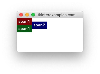 Using the rowspan parameter in tkinter grid