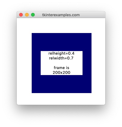 An example of relative sizing with tkinter place