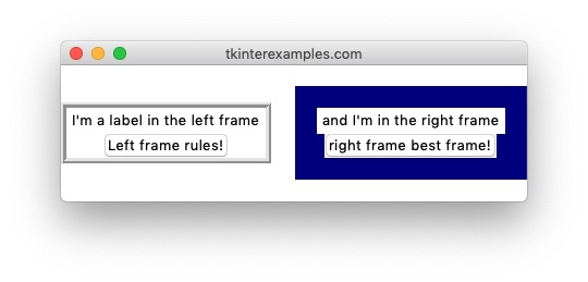 frame widget in tkinter